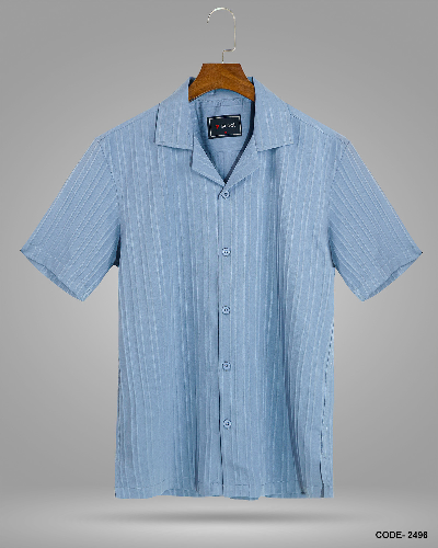 Bubble Stripe Cuban Collar Shirt